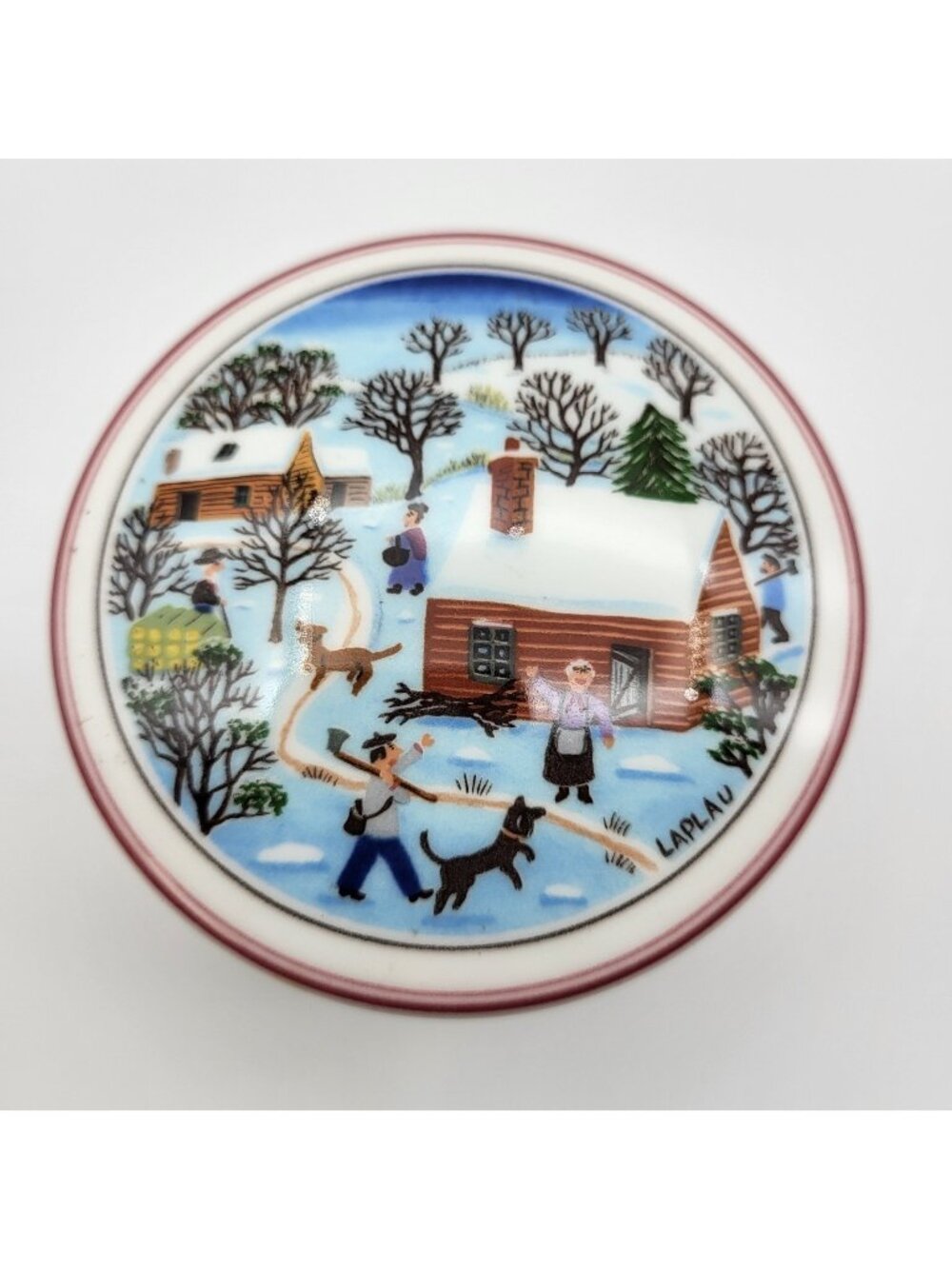 Villeroy & Boch Trinket Box Porcelain Naif Christmas Holiday Folk Village Scene
